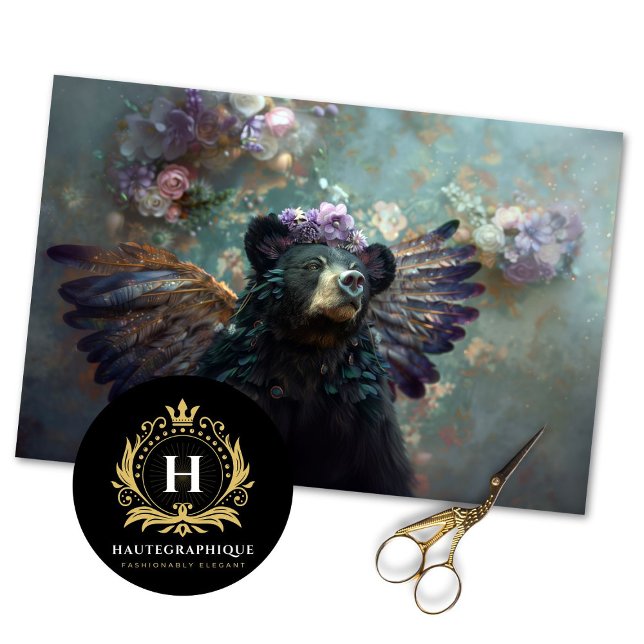 Rustikale Vintage Kronenkratzenbraun Bärendekoupag Seidenpapier (Von Creator hochgeladen)