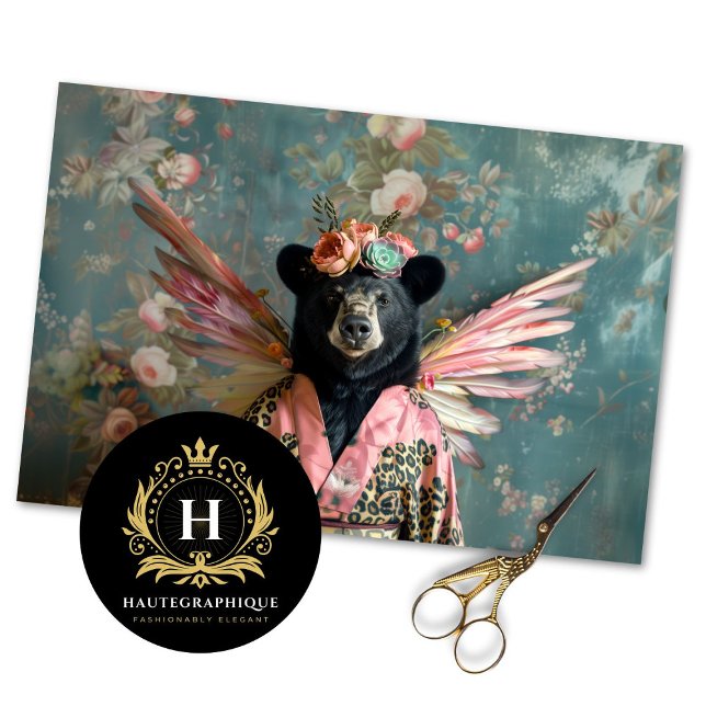 Rustikale Vintage Kronenkratzenbraun Bärendekoupag Seidenpapier (Von Creator hochgeladen)