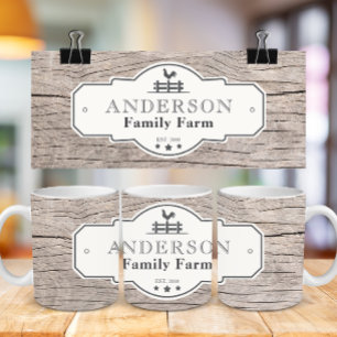 Rustikale Vintage-Label-Rahmen-Familienfarm Kaffeetasse