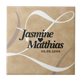 Rustikale, Vintage Mongram Burlap Wedding Fliese