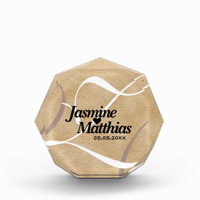 Rustikale, Vintage Mongram Burlap Wedding Fotoblock (Vorderseite)