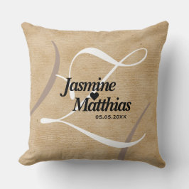 Rustikale, Vintage Mongram Burlap Wedding Kissen