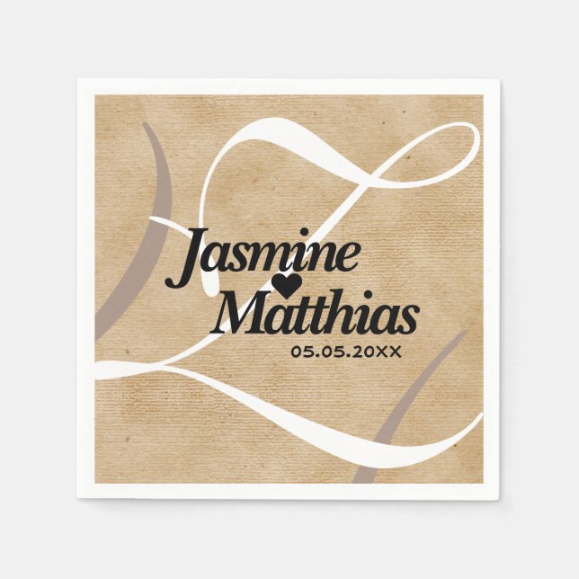 Rustikale, Vintage Mongram Burlap Wedding Serviette (Vorderseite)