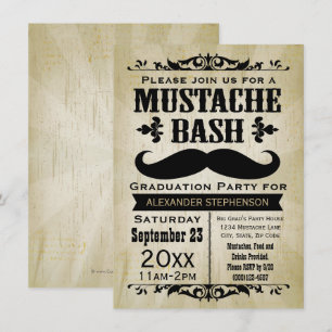 Rustikale Vintage Mustache Bash Graduation Party Einladung