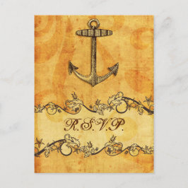 rustikale, Vintage, nautische Hochzeit Rsvp Einladungspostkarte