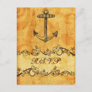 rustikale, Vintage, nautische Hochzeit Rsvp Einladungspostkarte