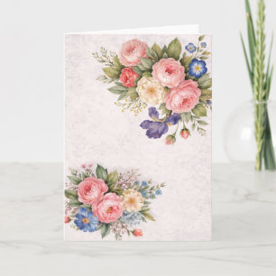 Rustikale Vintage personalisierte Blumenmuster     Karte