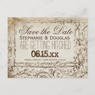 Rustikale Vintage Rahmen Save the Date Postkarten