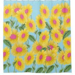 Rustikale Vintage Rosa Sonnenblumen Moderne Pastel Duschvorhang