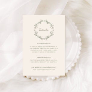 Rustikale Vintage-Sage-Blumen-Hochzeitsdetails Begleitkarte
