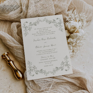 Rustikale Vintage Sage Blumenstrasse Kunstversamml Einladung