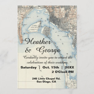 Rustikale Vintage San Diego Karte Einladung zur Ho