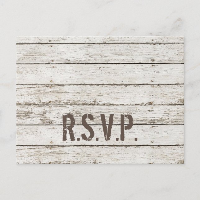 rustikale Vintage Scheunenholzverheiratung RSVP Einladungspostkarte (Vorderseite)