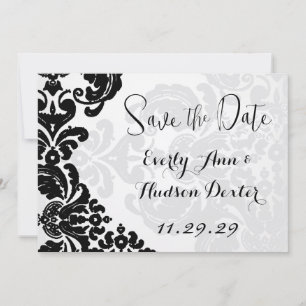 Rustikale Vintage Schwarzdamasenhochzeit Save the Einladung