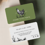 Rustikale Vintage Sketch Farm Hen Olive Green Visitenkarte<br><div class="desc">Wir haben diese schöne Visitenkarte zum Thema Farm entworfen. Diese Visitenkarte ist ideal für kleine Bauernhöfe, Familienbetriebe, Ranches, Bauer Markt, Eierfarm, Lebensmittelmarke und vieles mehr. Unsere Visitenkarte im Landhausstil bietet Ihnen eine eigene, handgezeichnet Skizzenvorlage. Die Hühnerdarstellung ist in einem Vintagen Skizzastil gestaltet. Passen Sie die Vorderseite der Visitenkarte mit einem...</div>