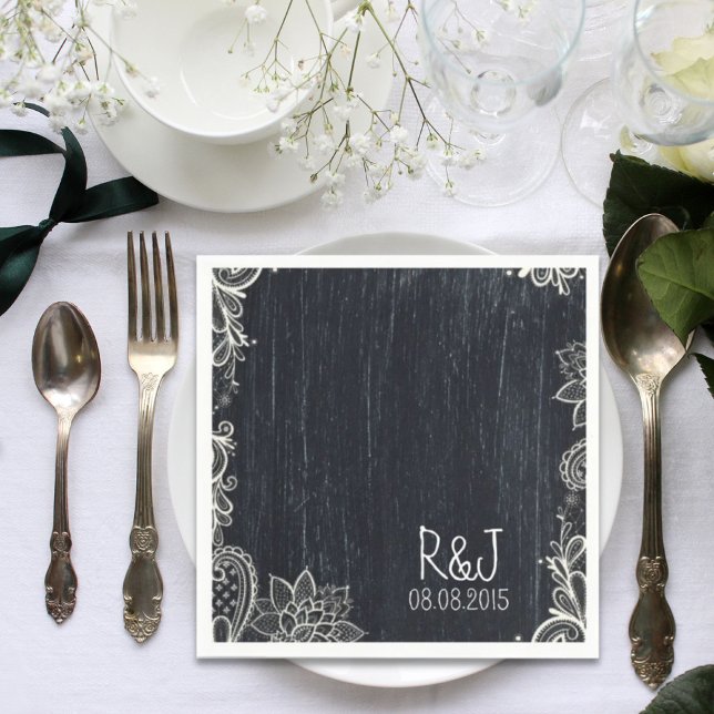 rustikale Vintage Typografie Serviette (rustic vintage typography Chalkboard wedding Napkins)