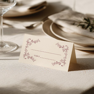 Rustikale Vintage-Wein-Blumenrahmen-Hochzeit Platzkarte