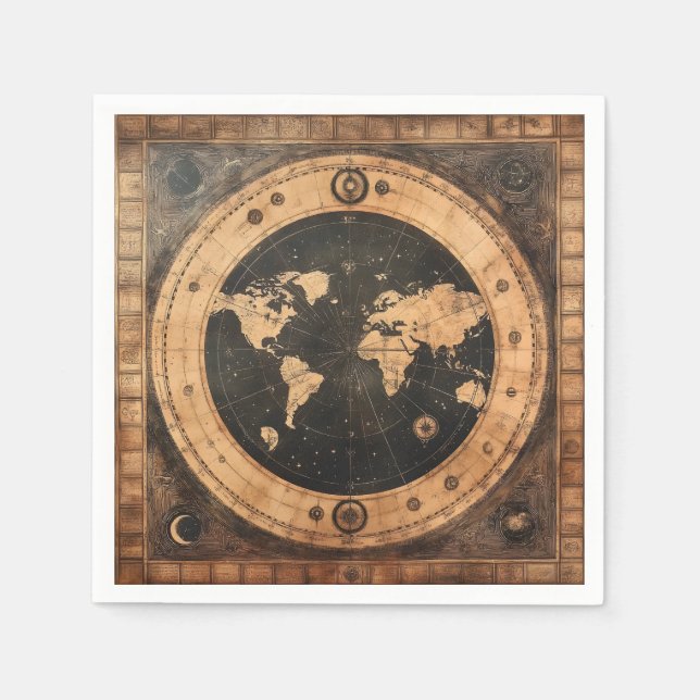 Rustikale Vintage Weltkarte Globe (4) Serviette (Vorderseite)