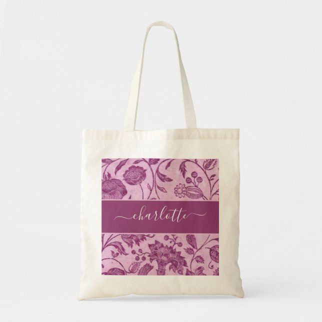 Rustikale Vintage Wildblumen Lila Tragetasche (Vorne)