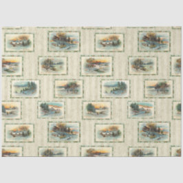 Rustikale Vintage Winterlandschaft Collage Seidenpapier