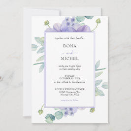 Rustikale Violet Summer Wild Floral Wedding Einladung