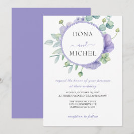 Rustikale Violet Summer Wild Floral Wedding Einladung