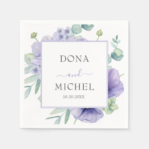 Rustikale Violet Summer Wild Floral Wedding Serviette