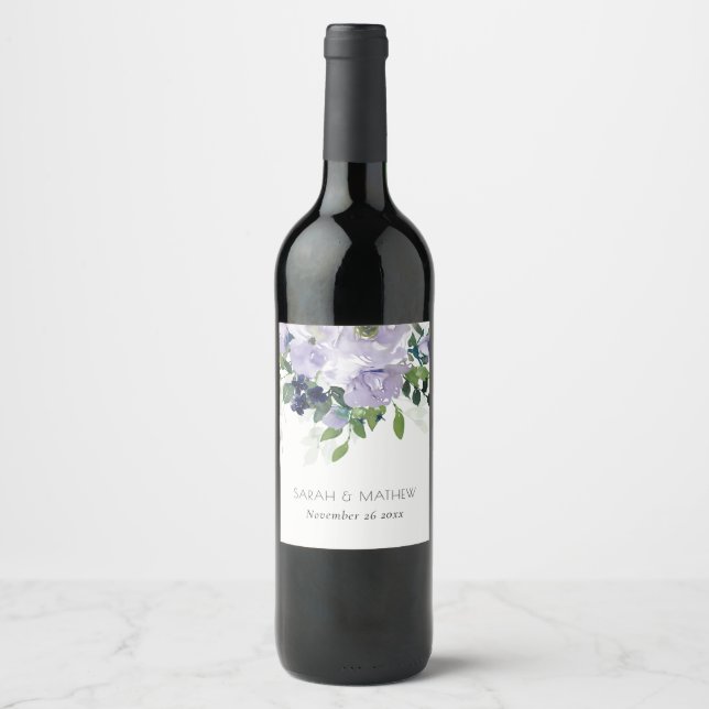 Rustikale Violett-Hochzeit der Lila Seefelder Weinetikett (Vorderseite)