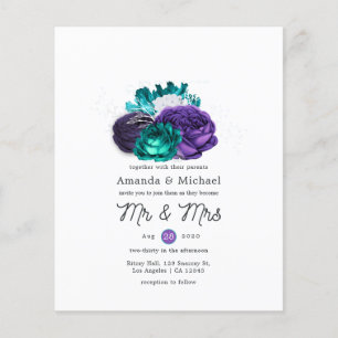 Rustikale Violett- und Türkisblütenhochzeit Flyer