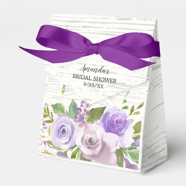 Rustikale violette Blumen Brautparty Gevor Box Geschenkschachtel (Vorderseite)