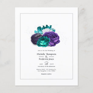 Rustikale Violette und Türkisfarbene Hochzeitsblum Flyer