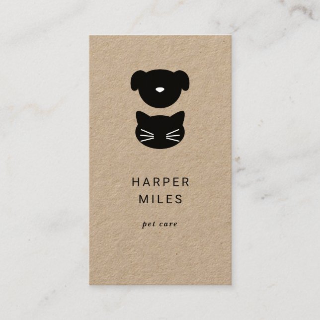 Rustikale Visitenkarte für Katzen und Hunde (Vorderseite)