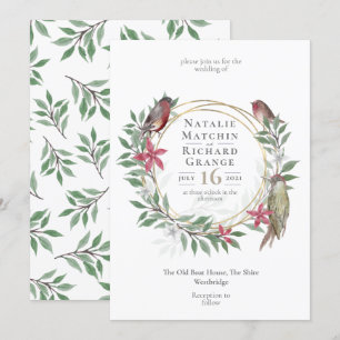 Rustikale Vögel botanische Vintage Einladung