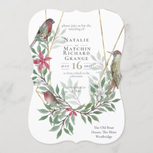Rustikale Vögel botanische Vintage Einladung