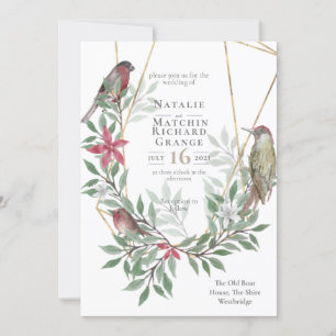 Rustikale Vögel botanische Vintage Einladung