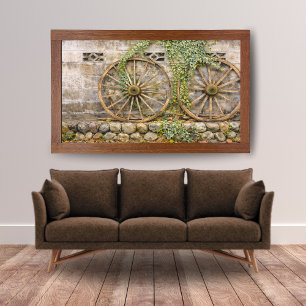 Rustikale Wagenrad-Wandkunst – Vintage Farmhouse W Poster