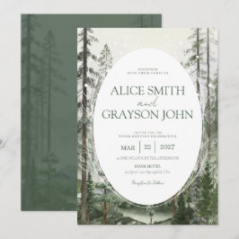 Rustikale Wald Baum Klassische Aquarell-Hochzeit Einladung
