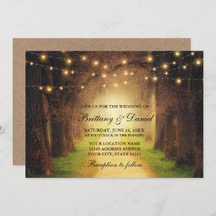 Rustikale Wald Path String Lights Wedding Kraft Einladung