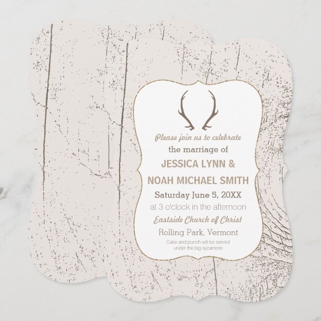Rustikale Wald- und Braunwaldhochzeit Einladung (Vorne/Hinten)