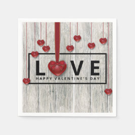 Rustikale Wald Valentine's Day LIEBE Moderne Rote Serviette