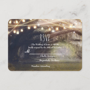 Rustikale Wald Verzauberte Waldlichter Hochzeit RS RSVP Karte