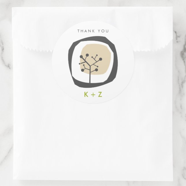 Rustikale Waldbaum Rings Monogram Moderne Hochzeit Runder Aufkleber (Tasche)