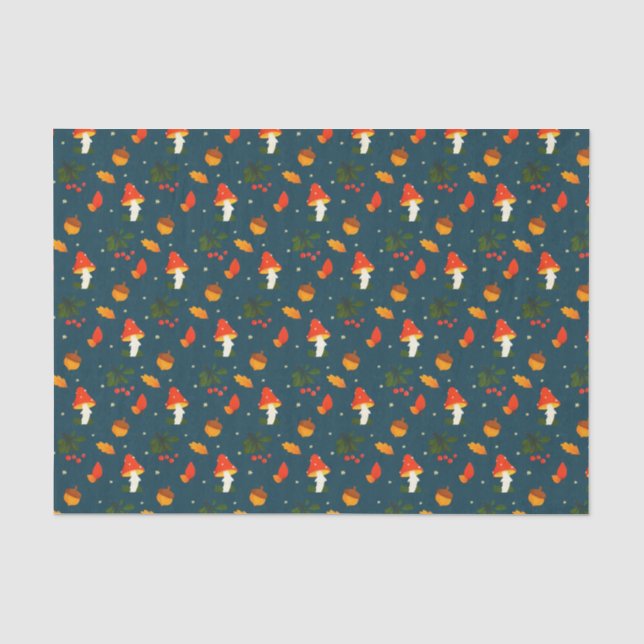 Rustikale Wälder Blätter Herbst Winter Berries Seidenpapier (Vorderseite)