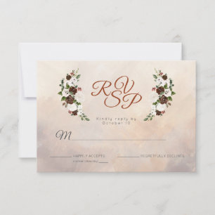 Rustikale Wälder Federn und Blütenblut RSVP Karte