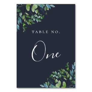 Rustikale Wälder Foliage Navy Blue Tischnummer
