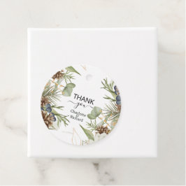 Rustikale Wälder Grün & Pinecones Gefälligkeitstag Geschenkanhänger