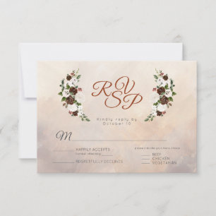 Rustikale Waldfüße und Blütenblüte mit Mahlzeit RSVP Karte