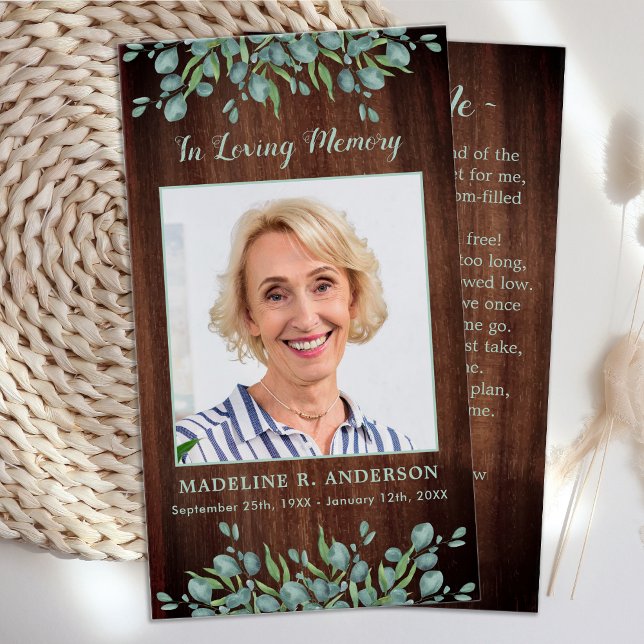 Rustikale Waldgrün Gedenkkarte Beerdigung Gebetska (Von Creator hochgeladen)