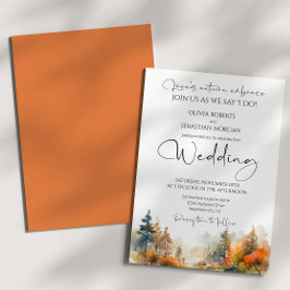 Rustikale Waldhochzeit im Herbst Einladung