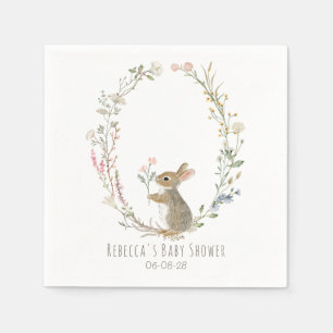 Rustikale Waldkaninchen-Aquarell-Baby-Party Serviette